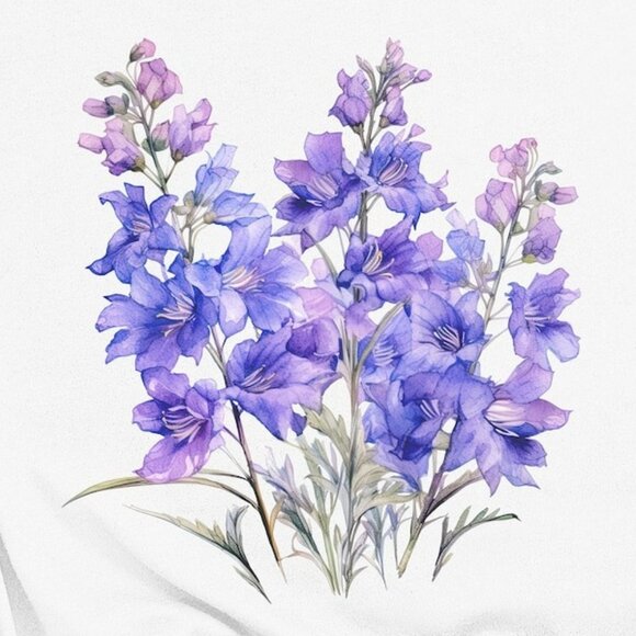 July Birthday Gift, July Birth Month Flower Shirt, Larkspur Birth Flower Tshirt - Picture 3 of 3